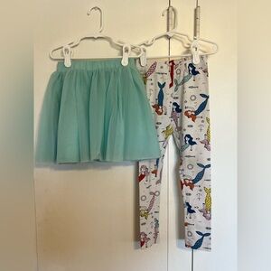 Hanna Andersson mermaid print leggings and matching tulle skirt